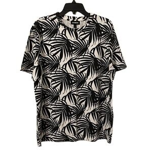 EXPRESS | Men’s Black/White Leaf Design Short Sleeve T-Shirt Size XL